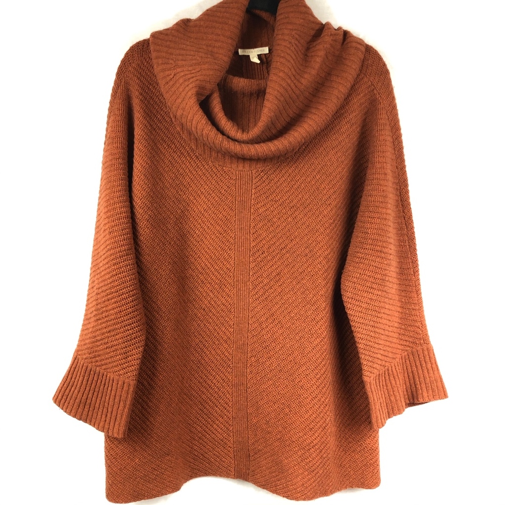 Eileen Fisher Burnt Orange Wide Sleeve Cowl Neck